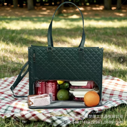 Cross-Border Hot Selling 2-in-1 Handbag Lunch Bag Combination Bag Large Portable Thermal Bag Women's Cross-Axillary Bag
