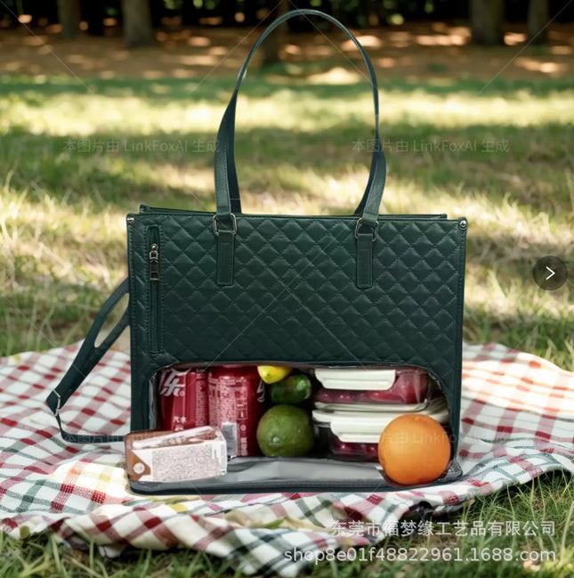 Cross-Border Hot Selling 2-in-1 Handbag Lunch Bag Combination Bag Large Portable Thermal Bag Women's Cross-Axillary Bag