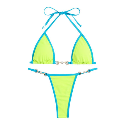 European and American bikini swimsuit multi-color pit nylon fabric swimsuit women's sexy triangle bag swimsuit bikini