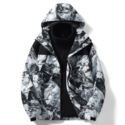 Warm Jacket Two-Piece Set, Outdoor Fashion Men's Jacket, Plus Velvet Cold-Proof Jacket, Liner Polar Fleece Jacket