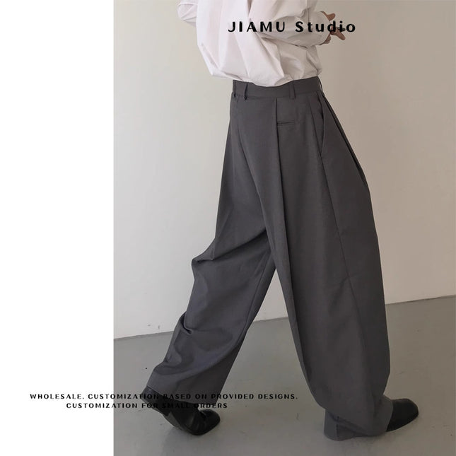 JIAMU American Baggy Deconstructed Stitching Casual Pants Men's Spring New Fashion Brand High-grade Vertical Wide-leg Pants