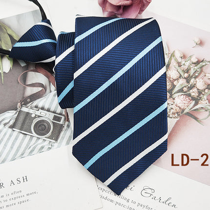 Factory In-Stock Zipper Tie Men's Formal Business 8cm Lazy Tie Red Black Striped Workplace Striped Tie