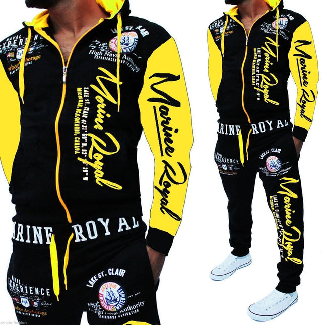 Foreign trade cross-border men's fashion two-piece hooded sweatshirt and pants hooded sportswear a large number of in stock