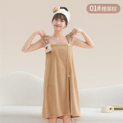 New Cartoon Bath Towel Thickened Nightdress Water Absorbent Quick-drying Wearing Bath Dat Belt Cute Household Bathrobe Bath Dress for Women