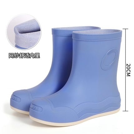 Cross-Border Hot-Selling Fashionable Mid-Calf Women's Rain Boots New Outdoor Waterproof Shoes Non-Slip Casual Water Boots Women's Rain Boots Rubber Shoes