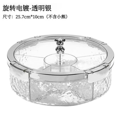 Round Rotating Lunch Box with Lid, Portable for Carrying Children's Snacks and Fruit Plates, Sealed Dry Fruit Tray, Moisture-Proof and Portable
