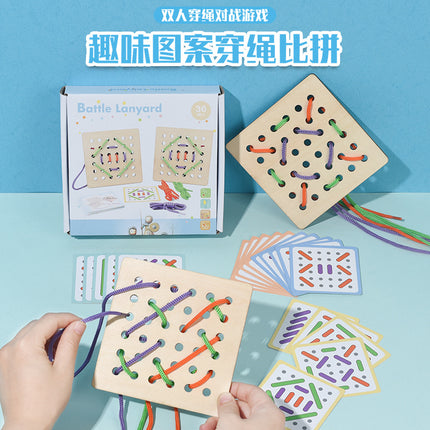 Children's Educational Threading Board, Threading Rope and Beads to Exercise Baby's Fine Finger Movement Toys, Montessori Early Education Teaching Aids
