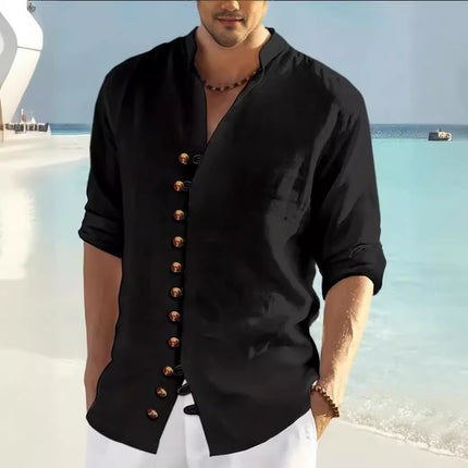 2024 Cross-border Hot Sale Men's Casual Collar Long Sleeve Button Cardigan Shirt Cotton Spinning Hot Sale .... On Sale