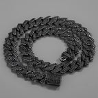 Gun black black diamond bar Cuban chain / 18inch（45cm）