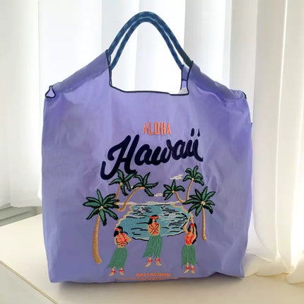 ball chain Japanese high quality eco-friendly shopping bag embroidered hand canvas bag nylon shopping bag