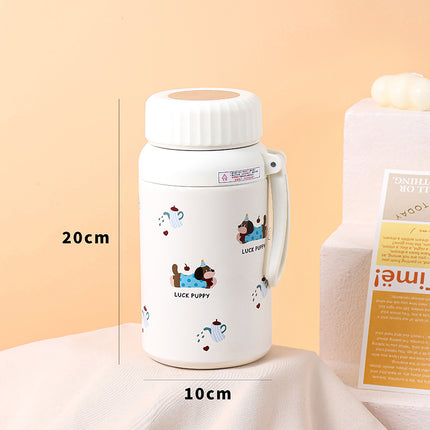 Cartoon cute high-value large-capacity new thermos stainless steel outdoor sports portable rope coffee cup