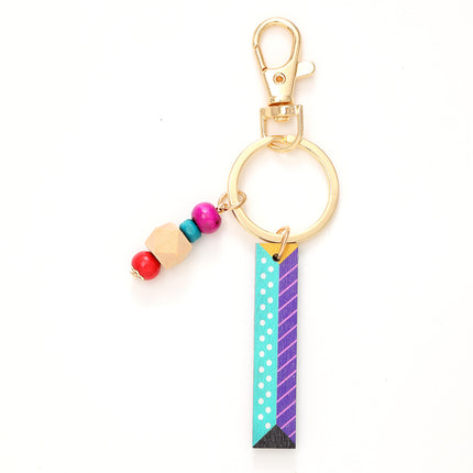 New Holiday Style Color Wooden Beads 26 Letter Keychain Key Chain Bag Hanging Accessories Cross-border Amazon