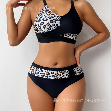 2024 Bikini Swimsuit Cross-Border Amazon Beach Bikini Swimwear High Elasticity Two-Piece Sexy Split Style