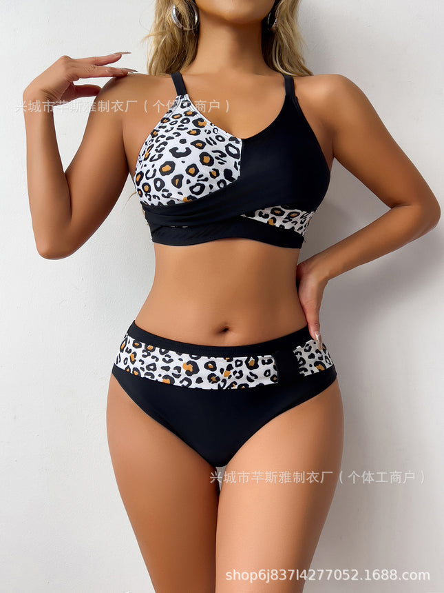 2024 Bikini Swimsuit Cross-Border Amazon Beach Bikini Swimwear High Elasticity Two-Piece Sexy Split Style