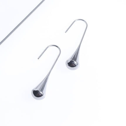 in stock Europe and the United States cross-border simple stainless steel water drop earrings women retro temperament personality long ear hanging jewelry wholesale