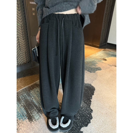 【Clearance】Superniniyy Chao Heavy Silk Thin Velvet Scimitar Granny Pants Casual Wide-Leg Pants
