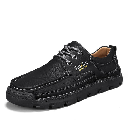 Cross-border Explosions Leather Shoes Men's Low-top Lace-up Soft-soled Casual Shoes Men's Hand-stitched Sole Retro Extra Large Size Men's Shoes 4748