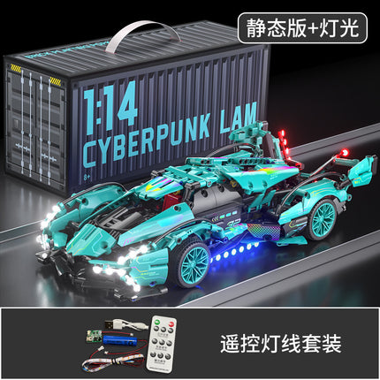Compatible with Lego Black Gold V12 Cyberpunk Rambo Remote Control Building Blocks Sports Car Racing Children's Toys Cross-Border Wholesale