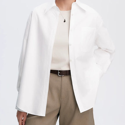 French Colorful Air Micro Wrinkle Professional Commuter Micro Loose Profile Long Sleeve Shirt