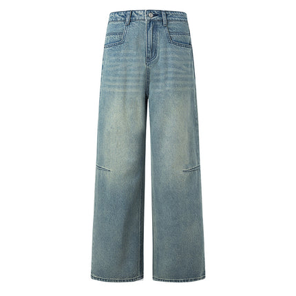 American Style High Street Wide Leg Jeans Women's Spring and Summer 2025 New light blue Straight High Waist Loose Slim Look Mop Pants
