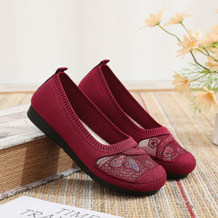 2026 New Style Old Beijing Cloth Shoes for Women, Flat Ethnic Style Soft-Soled Shoes for Middle-Aged and Elderly Mothers, Elderly Shoes, Slip-On Shoes