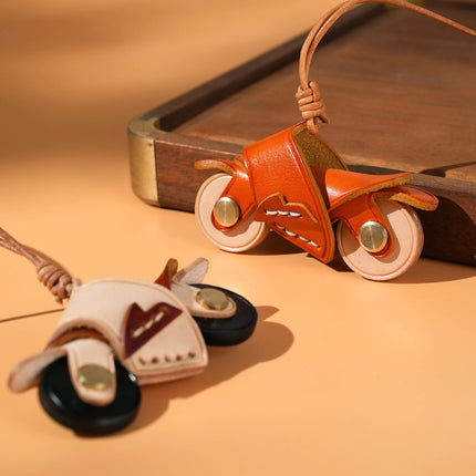 High-value cowhide motorcycle pendant niche miu bag pendant leather car accessories diy female accessories male