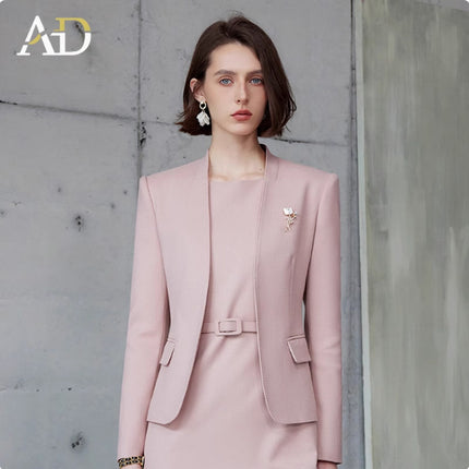 AD Unique Beautiful Small Suit Autumn 2024 New Formal Occasion Professional Suit Dress Collarless Suit Jacket OL