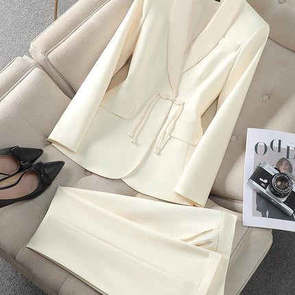 Cross-Border Professional Suit Set for Women, New Style, Elegant, New Chinese Style Small Suit Jacket, Workwear, Formal Attire, Front Desk Work Uniform
