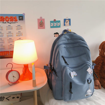New Korean style ins large capacity junior and senior high school student backpack Japanese style workwear style College student couple backpack