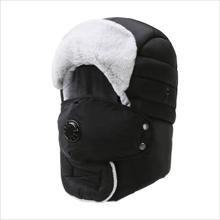 Winter Outdoor Windproof Hat for Men and Women, Ear Protection, Face Protection, Ski Lei Feng Hat, Goggles, Thickeneded Pullover, Cold-Proof Cotton Hat