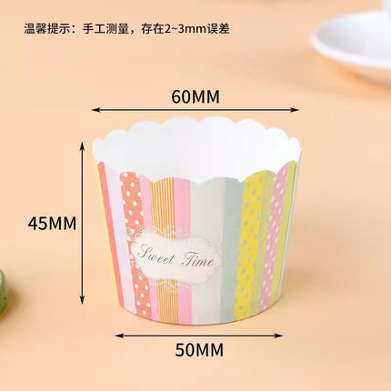 Small Cake Cuppers Mafen Cup High Temperature Baking Chiffon Small Cake Cup Disposable Cute Pattern Paper Cup 50