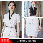 Three-piece white top skirt black shirt / S