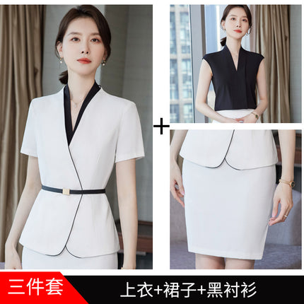 High-end beauty salon beautician suit women's short-sleeved fashion temperament hotel front desk jewelry store work clothes summer