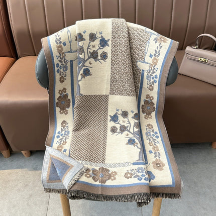 2025 New Autum Women's Fashion Scarf Retro Stitching Contrasting Jacquard Scarf Warm and Cold-Proof Air-Conditioned Shawl