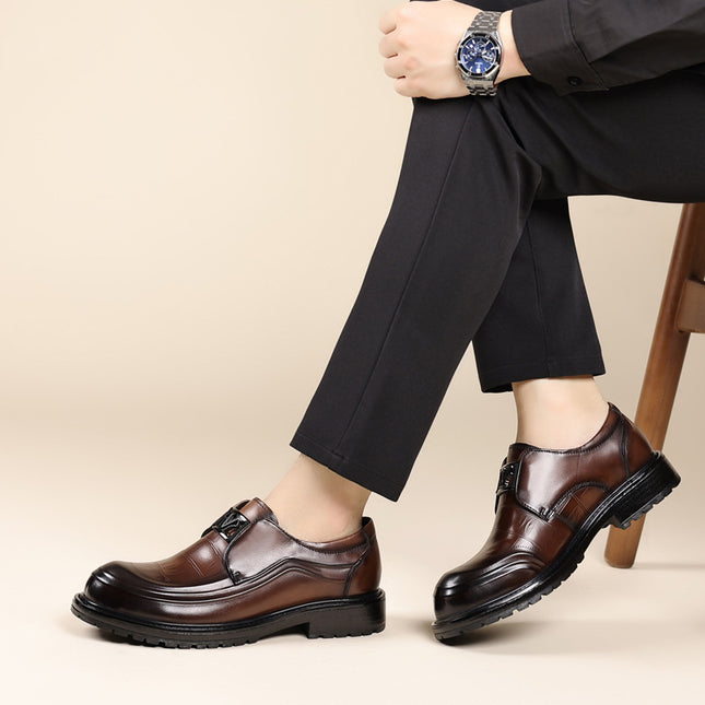 Men's Casual Business Leather Shoes with Slip-Ons, Factory Direct Sales, New One-Piece Drop Shipping, First-Layer Cowhide Business Formal Shoes