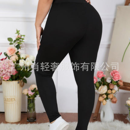 Cross-border Europe and the United States solid color hole tight leggings