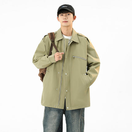 Jacket Men's 2025 Spring New Loose Hooded Outdoor Casual Tooling Charge Jacket Spring Trendy Top