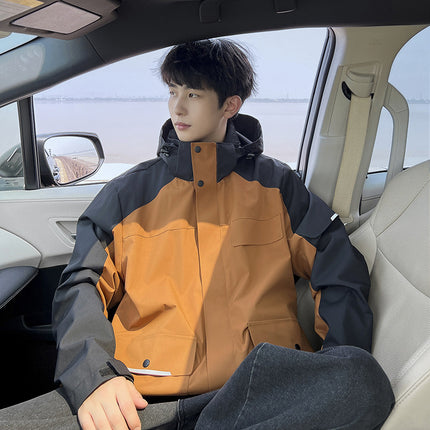 plus size Men's Windproof Waterproof Jacket Spring and Autumn Plus-sized All-match Jacket Korean-style Loose Casual Jacket
