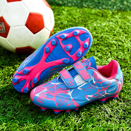 Children's Football Shoes with Long Spikes and Broken Nails, Leather Fashionable Velcro Low-Top Professional Competition Training Shoes, Sports Shoes Wholesale