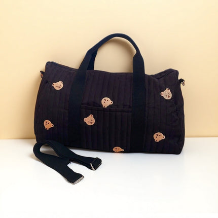 Korean Ins Embroidered Satchel Crossbody Boston Bag Large Capacity Lightweight Storage Travel Bag