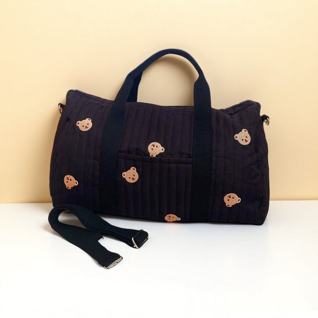 Korean Ins Embroidered Satchel Crossbody Boston Bag Large Capacity Lightweight Storage Travel Bag