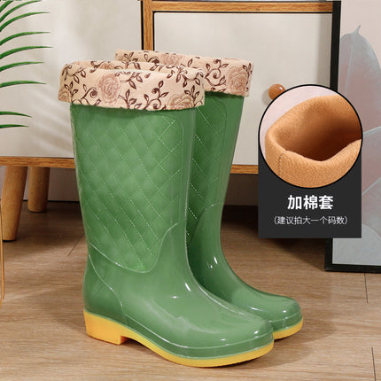 Rain Boots women's new fashion outdoor water shoes women's waterproof non-slip rain boots fleece-lined tendon sole rubber shoes overshoes 2022