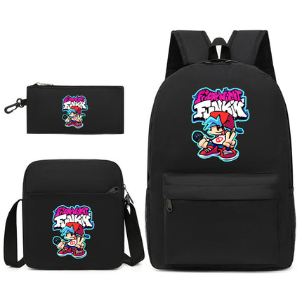 2021 Friday night backpack shoulder bag pencil case three-piece canvas schoolbag set
