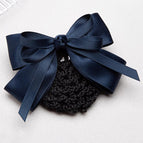 8-character bow hair net [navy blue coarse mesh]