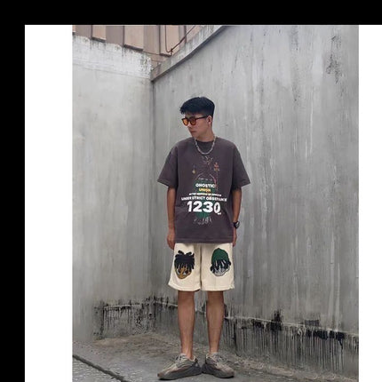 National fashion ins high street summer loose Korean style versatile shorts men's and women's niche sports casual couple's cropped pants