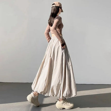Dipai Flower Bud Skirt Nine-Point Tutu Skirt Summer Mid-Length Commuter Skirt Long Drapey High Waist Loose
