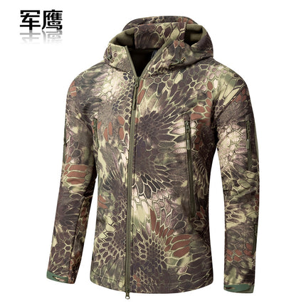 2026 Cross-Border Military Eagle Shark Skin Soft Shell Tactical Camouflage Jacket Men's Warm Breathable Wear-Resistant Military Fan Waterproof Jacket