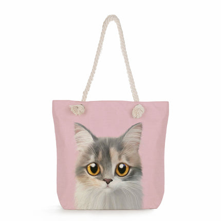Cross-border Cute Cat Printed Shoulder Bag Simple Portable Storage Beach Bag Fashionable All-match Handbag