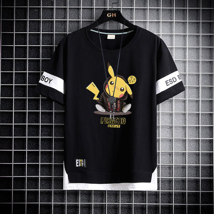 Teenager Short-sleeved T-shirt Men's 2024 New Summer Loose Fashionable All-match Half-sleeved Handsome Junior High School Students Big Boy