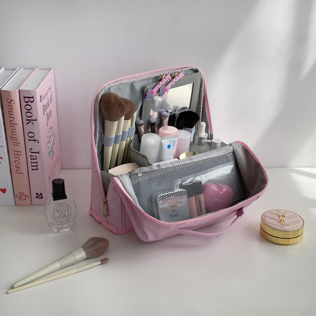 Dry and Wet Separation Thickened Cosmetic Bag for Women Large Capacity Multifunctional Portable Toiletry Bag Can Be Hung as Luggage Handbag
